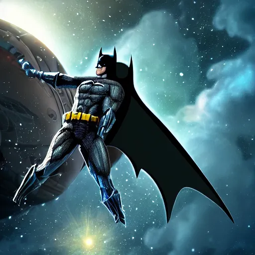 Image similar to batman meets groot in space digital art 4 k detailed super realistic