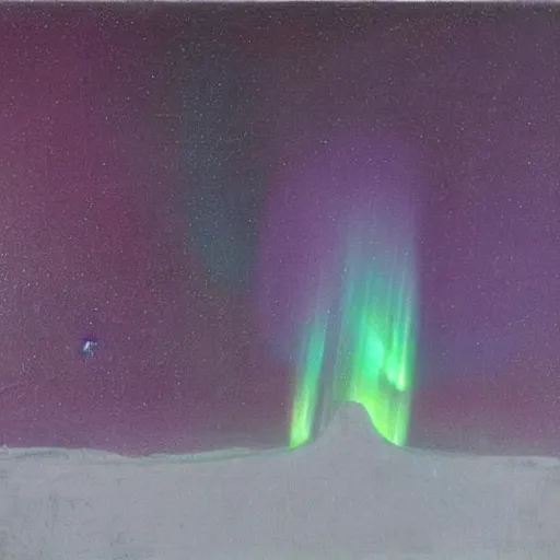 Image similar to the epic abstract painting'arctic monolith with aurora borealis ', by caspar david friedrich!!!, by rothko!!!, stunning masterpiece, trending on artstation