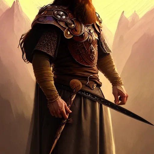 Image similar to Messi as a viking, D&D, fantasy, intricate, elegant, highly detailed, digital painting, artstation, concept art, matte, sharp focus, illustration, art by Artgerm and Greg Rutkowski and Alphonse Mucha