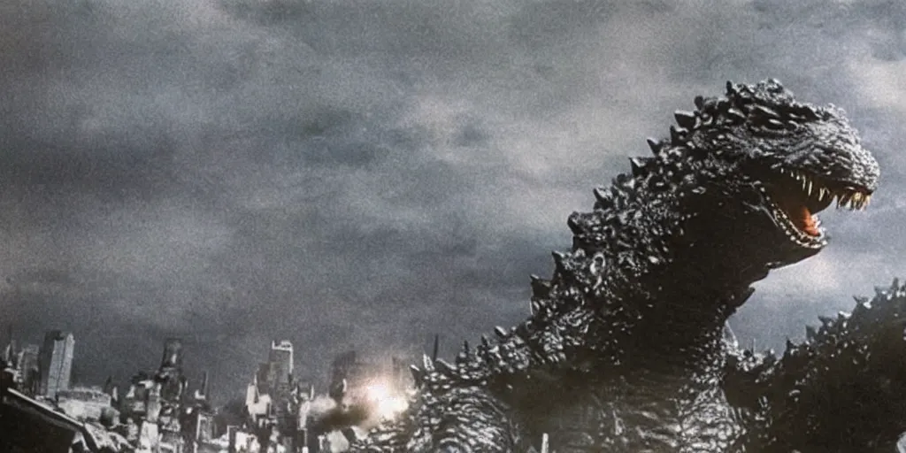 Image similar to clear perfect photo of godzilla with human teeth