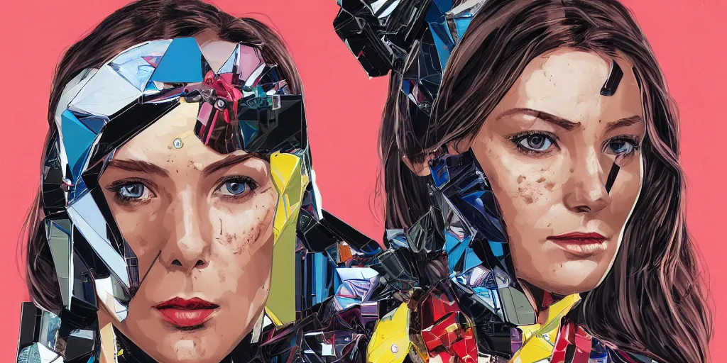 Image similar to a portrait of a single female android, by MARVEL comics and Sandra Chevrier, 4k