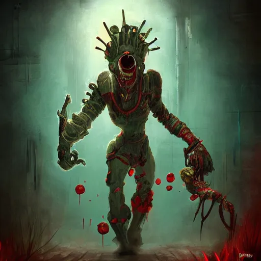 Prompt: professional painting of bloodthirsty plants absorbs human trending on artstation, biopunk, bioshock, high quality