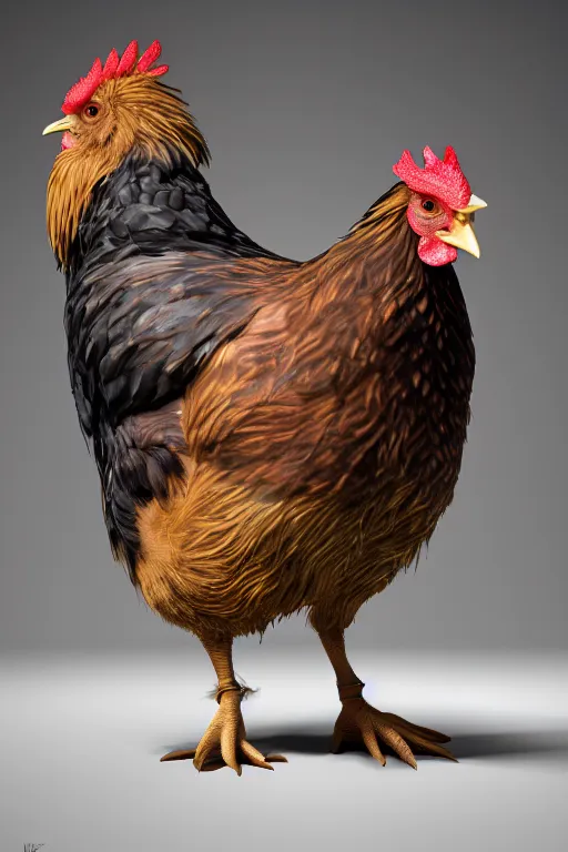 Image similar to a chicken wearing a formal overcoat, hyperrealistic, concept art, octane render, unreal engine 5, trending on artstation, high quality, highly detailed, 8 k, soft lighting, path traced, high coherence, digital art, beautiful, elegant clothes, trending on deviantart, masterpiece