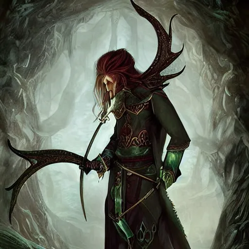 Image similar to male elven bard, dark fantasy art by Stephan Koidl