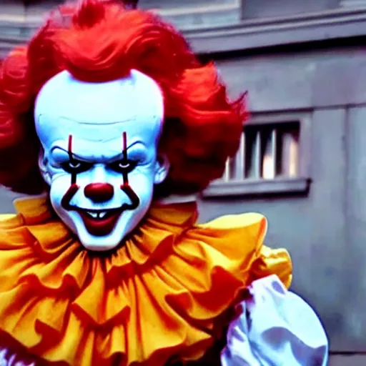 Image similar to Pennywise as Ronald McDonald 4K quality super realistic