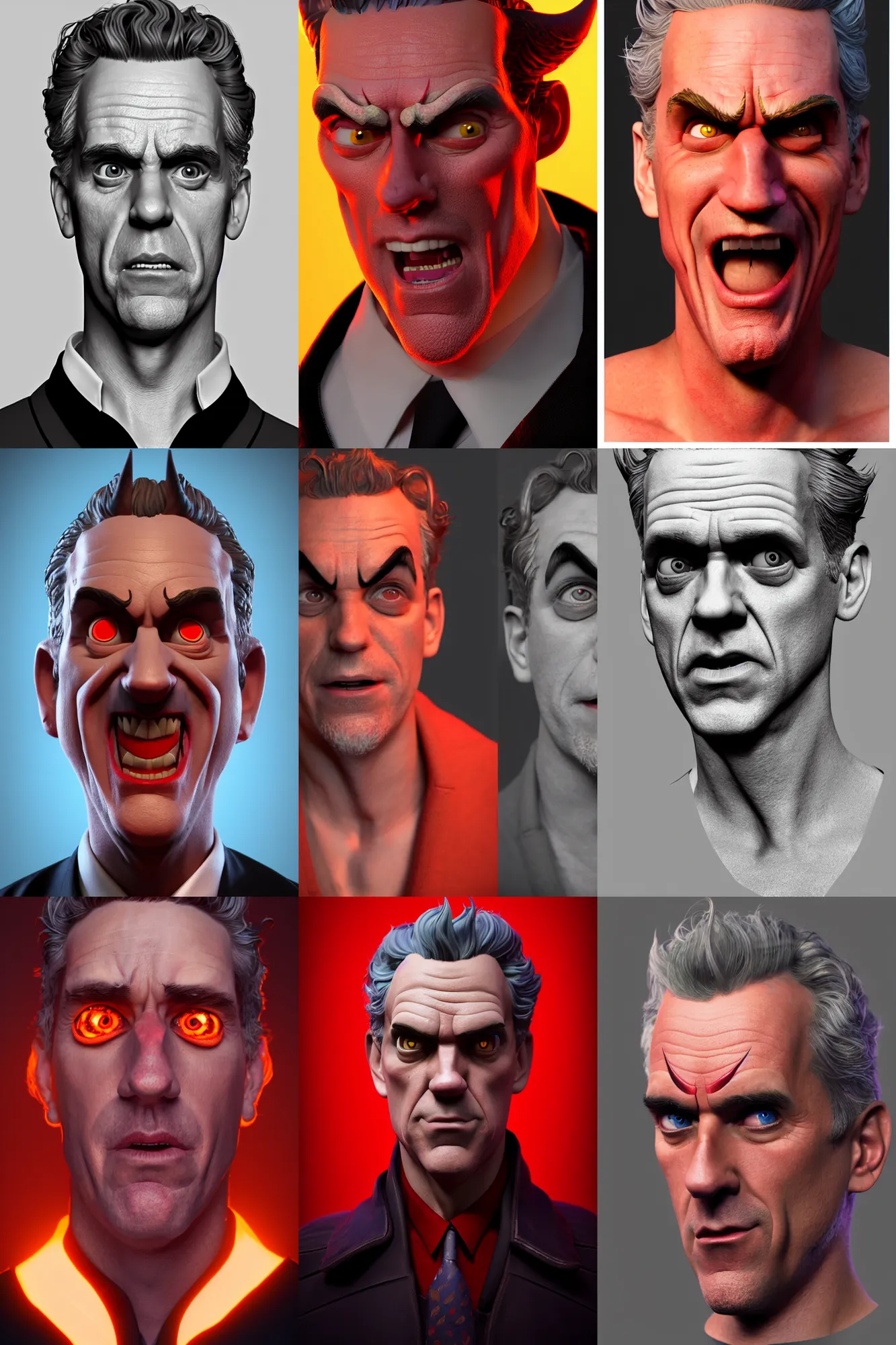 Prompt: a full character portrait of jordan peterson as the devil, the pixar adaptation, with same hairstyle, hyper detailed, digital art, trending in artstation, cinematic lighting, studio quality, smooth render, unreal engine 5 rendered, octane rendered