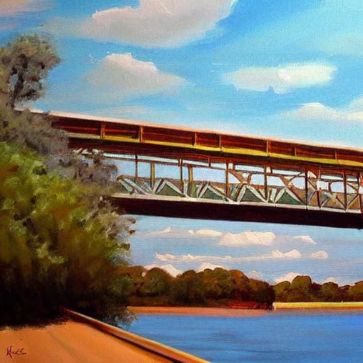 Image similar to beautiful painting of sargent texas high bridge over intracoastal waterway by olaf krans