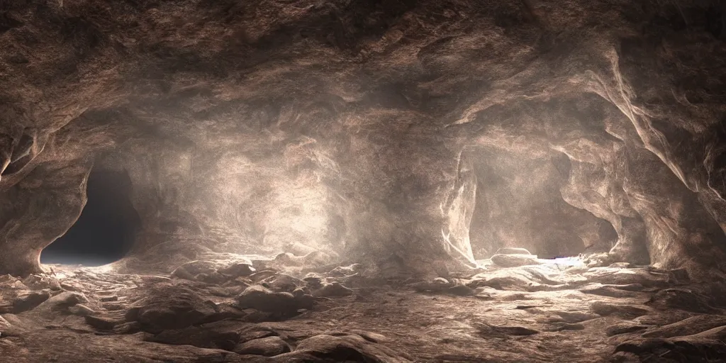 Image similar to beautiful matte painting of the inside of a cave