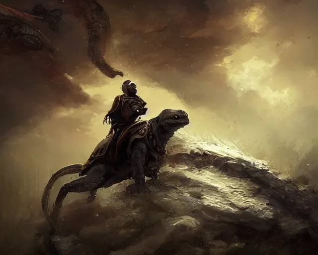 Image similar to kobe bryant riding on a turtle in heaven, fantasy art, in the style of greg rutkowski, illustration, epic art, fantasy, intricate, elgant, amazing detail, digital painting, artstation, concept art, smooth, sharp focus