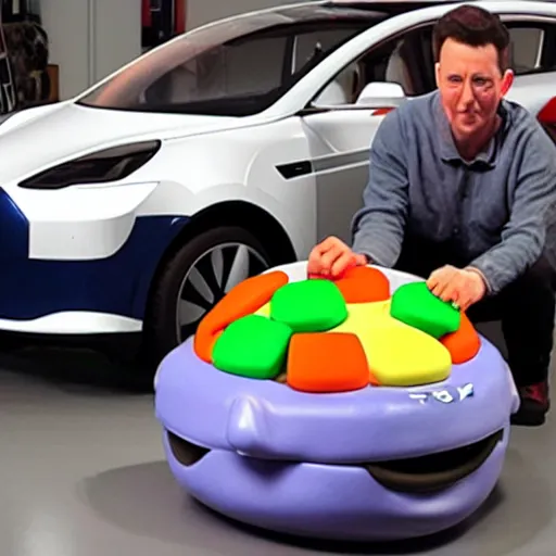 Image similar to hungry hungry hippos but its elons,'hungry hungry elons ', toy made by tesla spacex