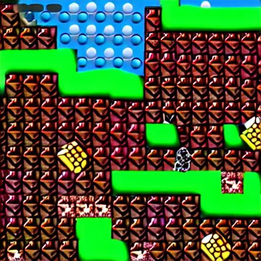 Image similar to Donkey Kong Country level depicting a beautiful mine with shiny crystals on the wall, floating barrels and minecarts. In-game screenshot