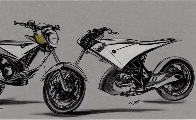 Image similar to 1 9 8 0 s yamaha sport motorcycle concept, sketch, art,