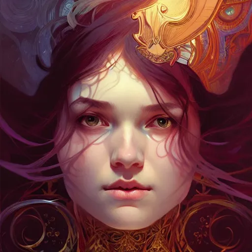 Prompt: Portrait of a girl surrounded by floating daggers, face, fantasy, intricate, elegant, highly detailed, digital painting, artstation, concept art, smooth, sharp focus, illustration, art by Sam Youn and Fernanda Suarez and Artem Demura and alphonse mucha