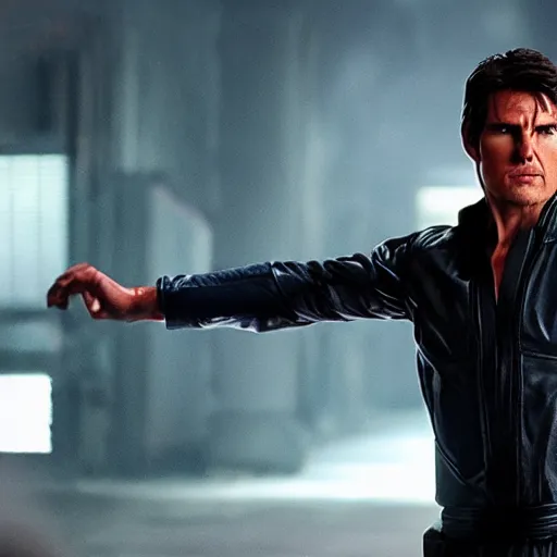 Image similar to Still of Tom Cruise as Ryu in the movie Shang-Chi, full body, cinematic lighting, 4k