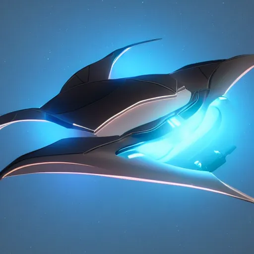 Prompt: a manta ray shaped futuristic spaceship, ultra-detailed, hyper-realistic, 8k, midjourney style