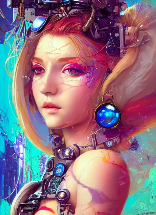 Prompt: beautiful portrait of Lofi cyberpunk Princess Peach, by Tristan Eaton, Stanley Artgermm, Tom Bagshaw, Greg Rutkowski, Carne Griffiths. trending on DeviantArt, face enhance, hyper detailed, trending on Artstation, 8k, masterpiece, graffiti paint, fine detail, full of color, intricate detail, golden ratio illustration