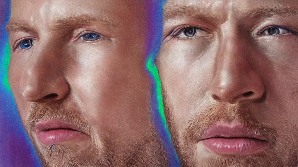 Image similar to iridescent partial detailed portrait of calvin harris at elderly age of 1 0 5