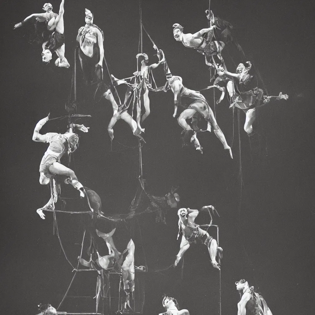 Prompt: spotlight on 2 performers at a circus by charles bell