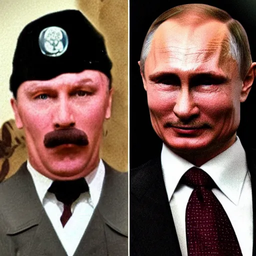 Prompt: vladimir putin and adolf hitler had a baby