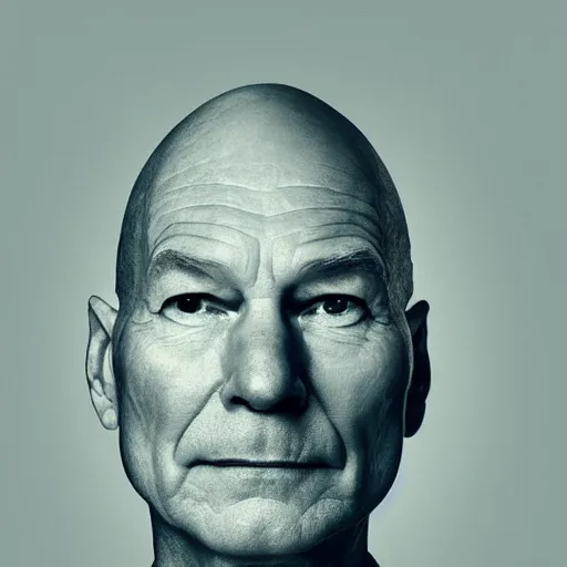 Image similar to a portrait of an avocado in the role of patrick stewart in the role of jean - luc picard