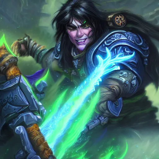 Image similar to varian wrynn possessed by guldan, fel infusion, worlf of warcraft, dmitry prozorov style, artstation, extremely detailed, 8 k, high quality, beatufil painting