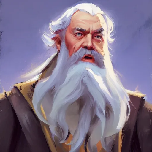 Image similar to greg manchess portrait painting of albus dumbledore as overwatch character, medium shot, asymmetrical, profile picture, organic painting, sunny day, matte painting, bold shapes, hard edges, street art, trending on artstation, by huang guangjian and gil elvgren and sachin teng