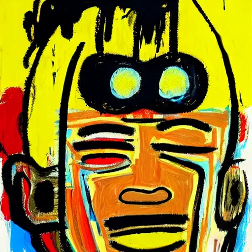 Image similar to jean Claude van Damme as a banana by jean Michel Basquiat.