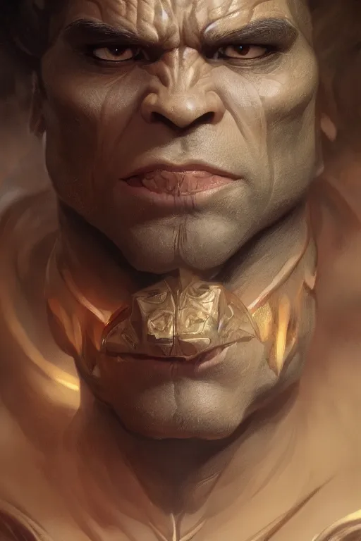 Image similar to up close portrait of a handsome half - orc, d & d, face, fantasy, intricate, elegant, highly detailed, digital painting, artstation, concept art, smooth, sharp focus, illustration, art by artgerm and greg rutkowski and alphonse mucha