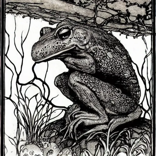 toad philosopher toad in a pose The Thinker, swamp, | Stable Diffusion ...