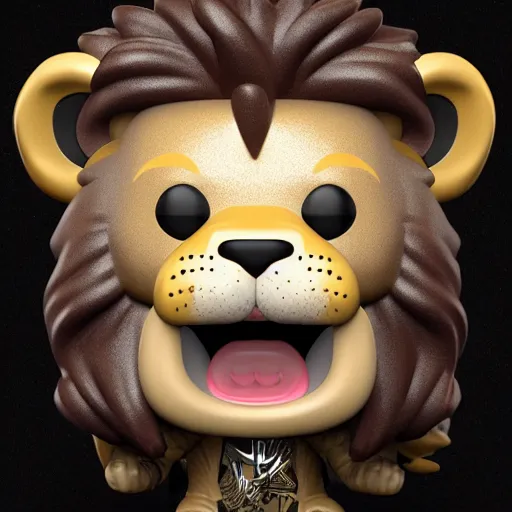 Prompt: a funko pop lion, 4 k, highly detailed