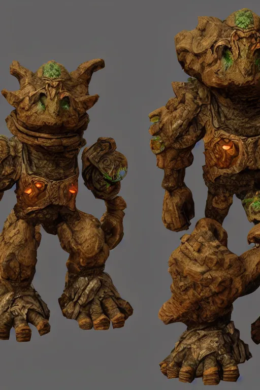 Image similar to zelda fantasy art giant golem troll wood rock greeble gemstone, global illumination ray tracing hdr fanart arstation by sung choi and eric pfeiffer and gabriel garza and casper konefal