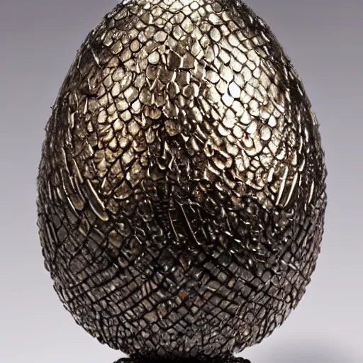 Image similar to daenerys dragon egg inspired, jewel encrusted Fabergé egg and Hans ruedy giger, hyperrealism, detailed, luxury, high definition, ultradetailed,