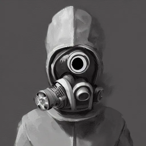 Image similar to concept art of gas mask by jama jurabaev, brush hard, artstation, cgsociety, high quality, brush stroke