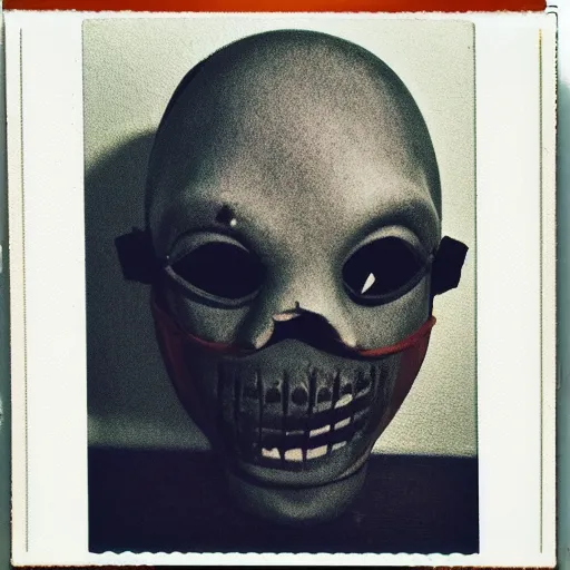 Prompt: polaroid of a creepy halloween mask