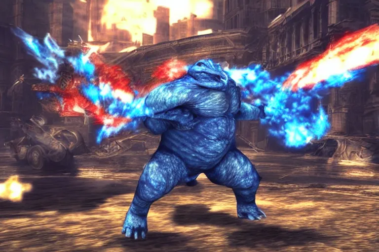 Image similar to “ a screenshot of blastoise in devil may cry 3 ”