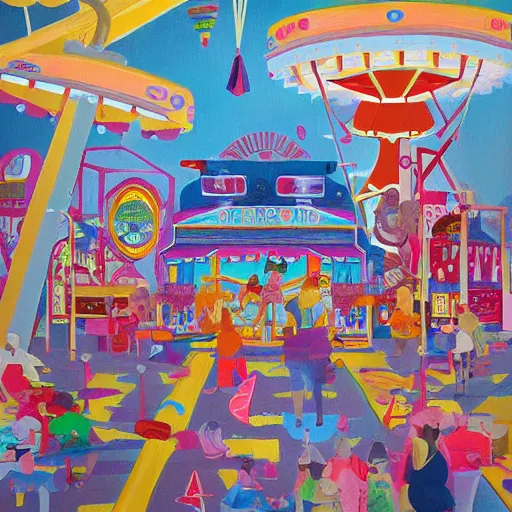 Image similar to painting of a funfair, by rik oostenbroek, james jean, amy sol