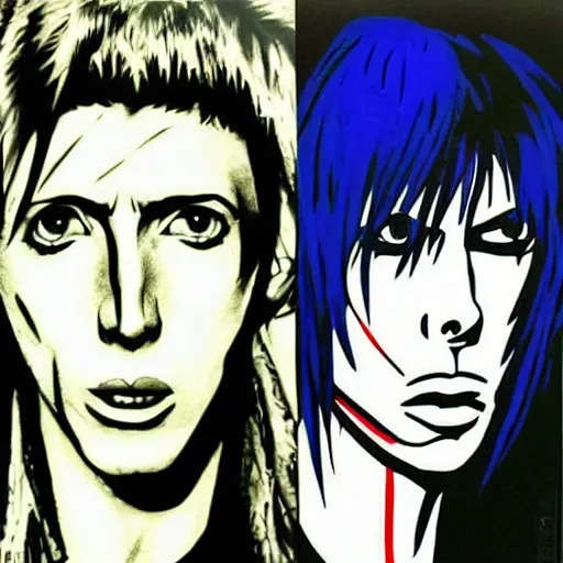 Prompt: anime pop art of Trent Reznor and David Bowie