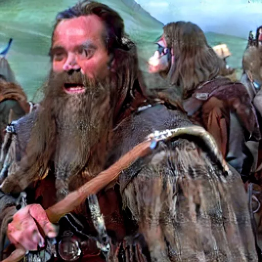 Image similar to jim carrey playing gimli in lord of the rings