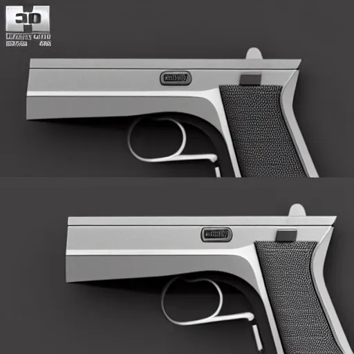 Prompt: Timeless Braun handgun designed by Dieter Rams in the 60’s, gorgeous 3D render