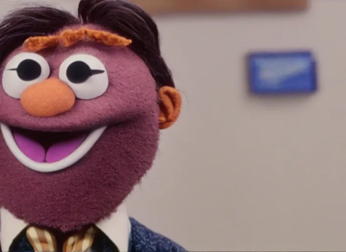 Image similar to film still of Dwight Schrute as a muppet from The Office, 4k