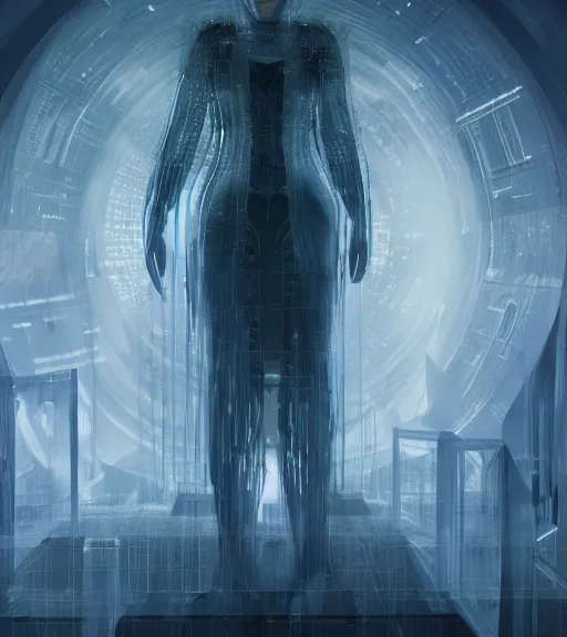 Prompt: ethereal picture of tarkovsky greatest scene, aura of the ancient destroyed majestic tower of babylon, a woman in futuristic cyber clothing, transparent puffer jacket, hyperealistic, blockchain, cyber world, ambient lighting, concept art, intricate, hyper detailed, smooth, dynamic volumetric lighting, ocatane, ray trace, cinematic, high quality, cgsociety