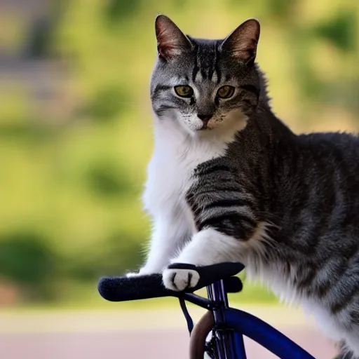 Prompt: a cat riding a bike