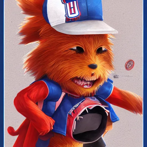 Image similar to anime Portrait of Youppi the Habs Montreal Canadiens Mascot as a very cute powerful and friendly pokemon, highly detailed anime, smooth, sharp focus, dynamic lighting, intricate, trending on ArtStation, illustration pokemon, art by WLOP