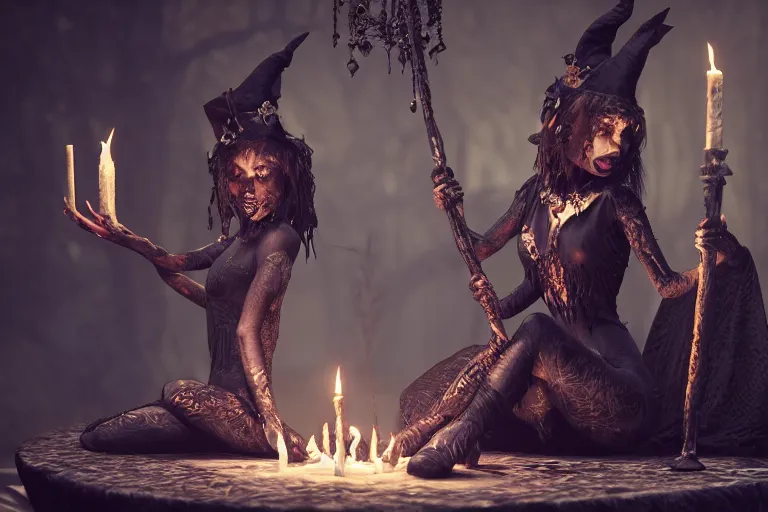 Image similar to dark witches doing a ritual. Ornate details, award winning, Octane render, 4k, 8k, unreal 5, very detailed, hyper control-realism, trending on artstation.”