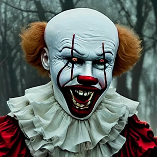 Image similar to Vladimir Putin as Pennywise the clown from It by Stephen King