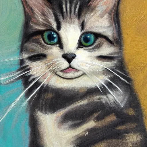 Prompt: detailed painting of a little cat alone on a big stage wide angle