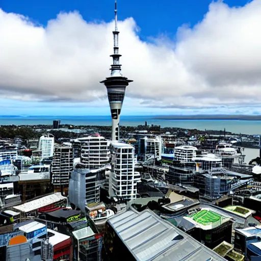 Prompt: auckland sky tower wizard magic