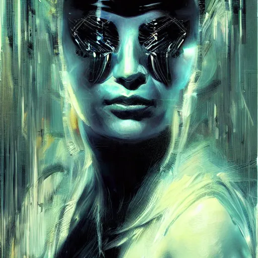 Image similar to portrait, headshot, digital painting, an beautiful techno - shaman lady in circuit electronic mask, realistic, hyperdetailed, chiaroscuro, concept art, art by john berkey