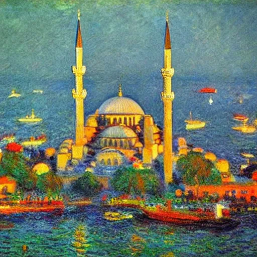 Image similar to Istanbul in the style of Monet