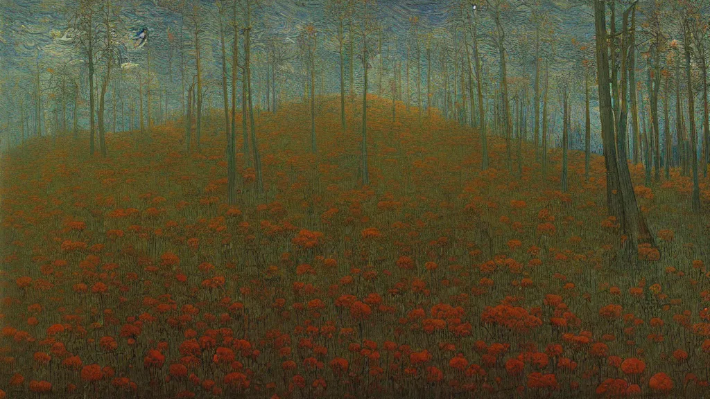 Prompt: Forest at day Landscape oil painting by Zdzisław Beksiński and Van Gogh
